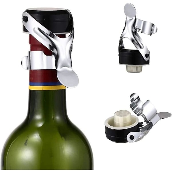 4 stk. champagnepropper, mousserende vinpropper i rustfrit stål, vakuumforseglede propper