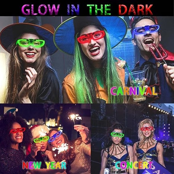 IC 4-pack LED-glasögonfest med 3 ljSLUSlägen för festlig födelsedag Alla hjärtans dag ja Halloween Cosplay (blå+grön+röd+vit)