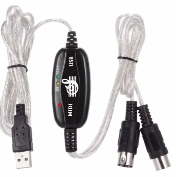 IC USB IN-OUT MIDI Kabelkonverter PC til Musik Keyboard Adapter Co Sort One Size