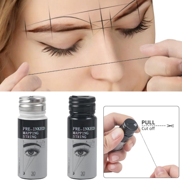 Pre-Inked Mapping String Eyebrow Marker Brodery Linjal med in black 16 g