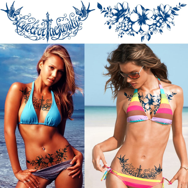 IC Semipermanenta tatueringar for kvinner, flickor, 4-packssats Stor Realistisk Långvarig tillfällig tatuering ser ut