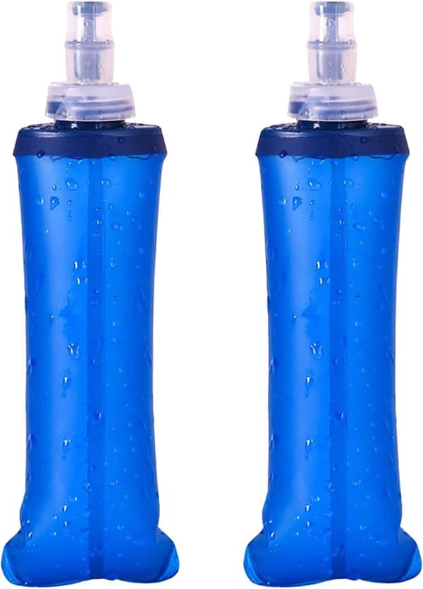 2-pack mjuka flaskor 250 ml hopfällbara TPU-löparvattenflaskor BPA-fria för vandring camping maraton blå