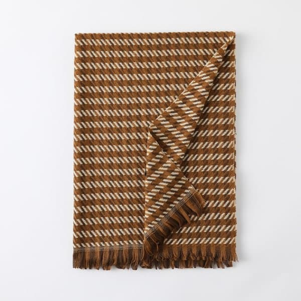 IC Houndstooth Klassisk Kamel Cashmere Vinterhalsduk 70*185CM