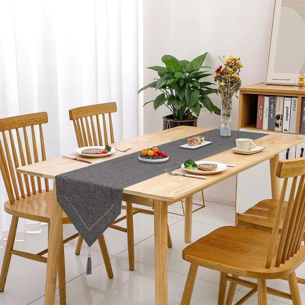 IC Grå Linnedu kl. 32 x 180 cm, Høj kvalitet Bordløber, Almindelig Bordløber, Moderne, Let at pleje til Spisebord