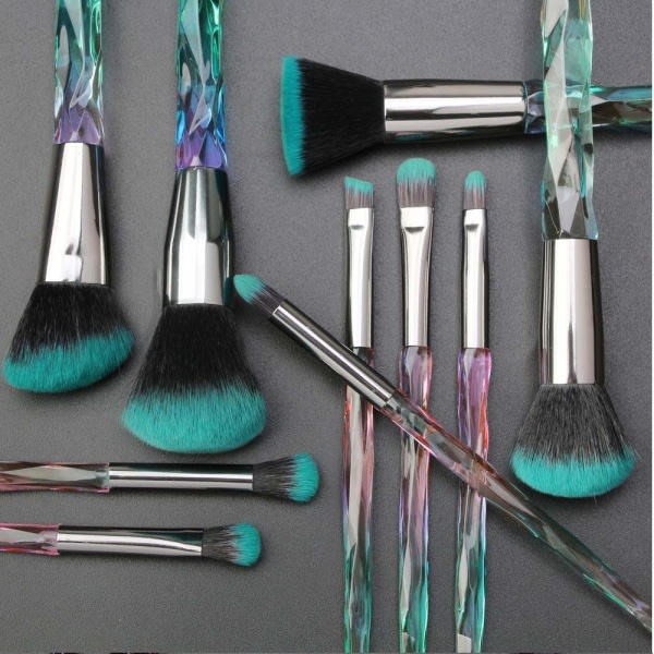 IC Makeupbørste Crystal Handle Set 10ST Børste Grøn