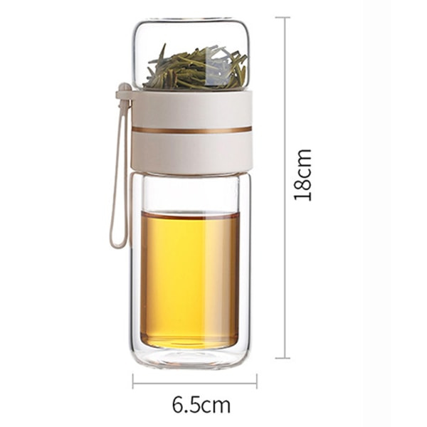 IC Dubbelväggig Glas Mugg med Teinfusion Bärbar Mugg för Lös Te Resemugg med Sil Dubbel Användning Mugg - Vit