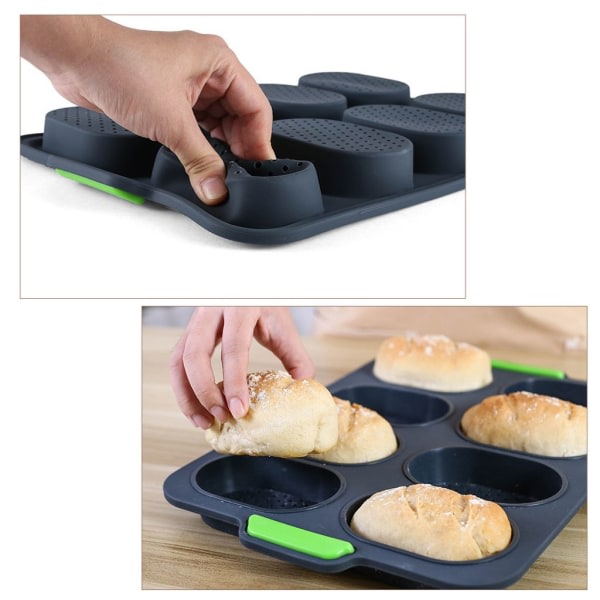 IC 2 stk Mini Baguette Bakepanne, perforert nonstick papir