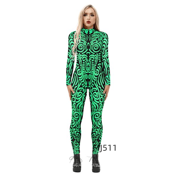 Hedt cosplay kostume jumpsuit europæisk og amerikansk kvindelig cosplay kostume hot girl natklub uniform Halloween print jumpsuit BAX207 M