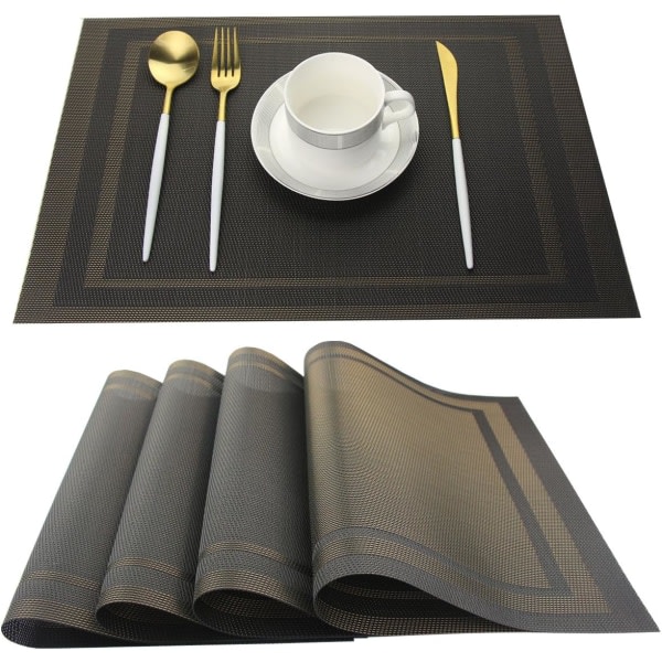 IC Bordsunderlägg Lätt att rengöra Plastunderlägg Tvättbar för köksbord Värmebeständig vävd vinylbordsmatta 12x18 tum Set med 4
