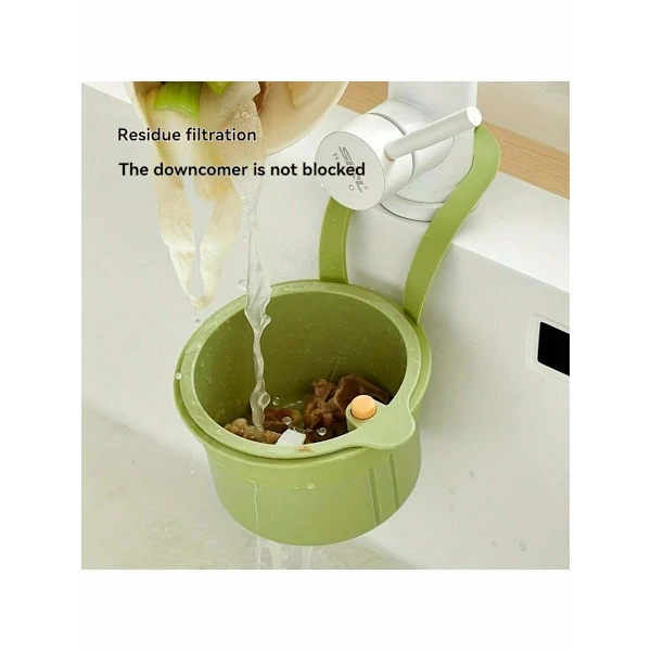 Self-cleaning sink strainer with push function and removable base - Heavy-duty ABS plastic kitchen drain strainer, dishwasher Green Green