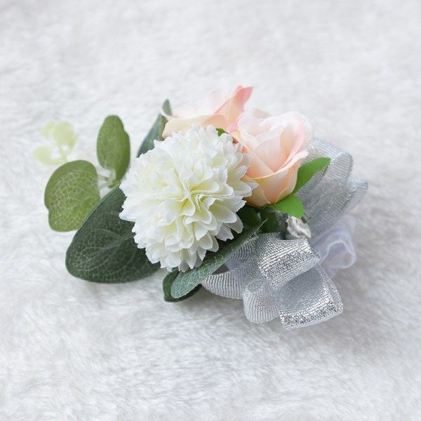 IC Bryllup Brudepige Håndledsblomst Corsage Bryllupsplanlægger Håndleds Corsage Håndblomst, pakke med 6
