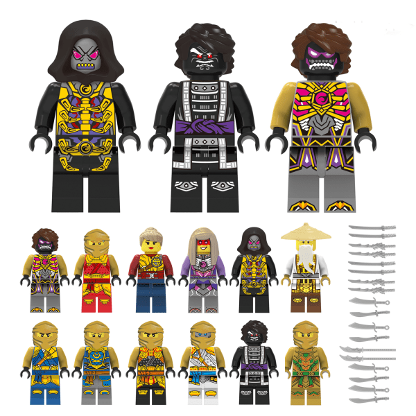 Set med 24 st go Minifigurer Kai Jay Sensei Wu Master Building färgglada one size