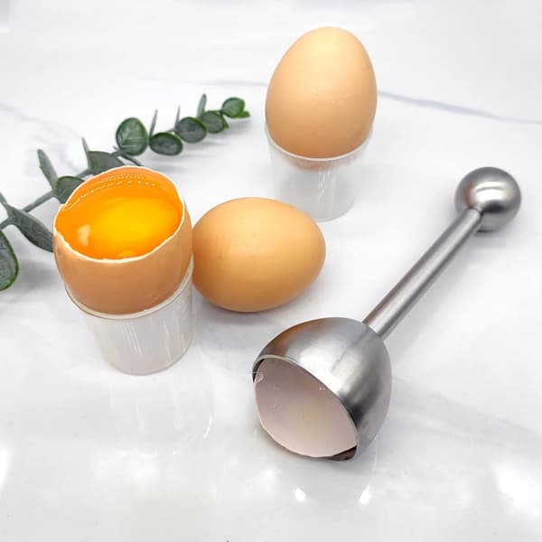 Rustfritt stål - Eggeskallknuser - Eggeskallåpner - Eggeskjærer - Kjøkkenredskap - Hardkokt