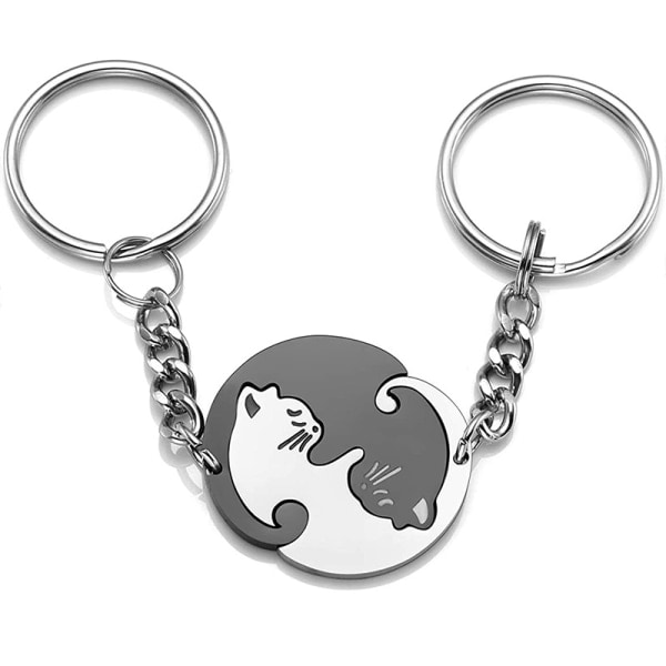Nyckelring cat yin yangring avtagbart pussel kan brukes som en present til partner, vennskap IC