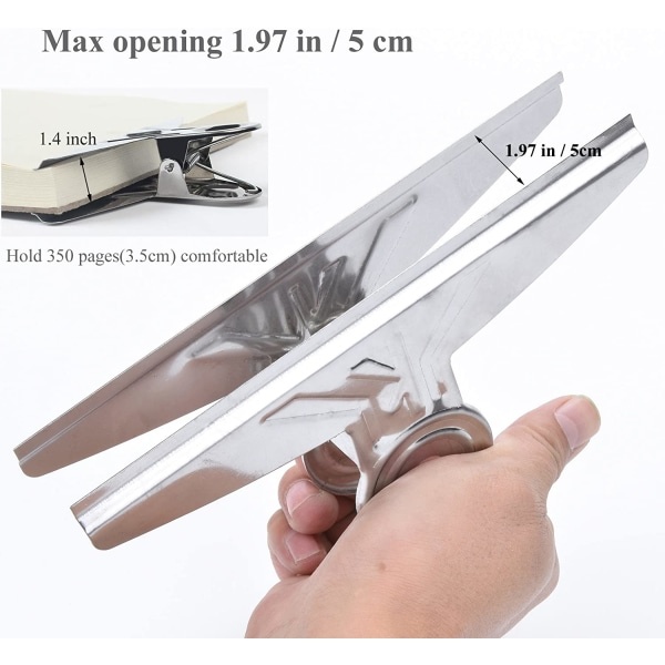 IG Extra suuret bulldog-klämmor, 2 kpl 20 cm hopea metalli