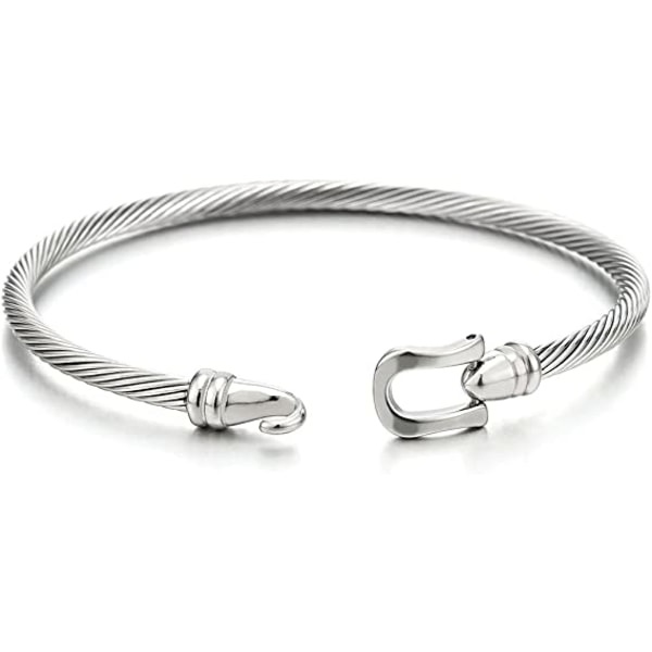 IC NOE Elegant snoet kabelarmbånd i rustfrit stål med hvid