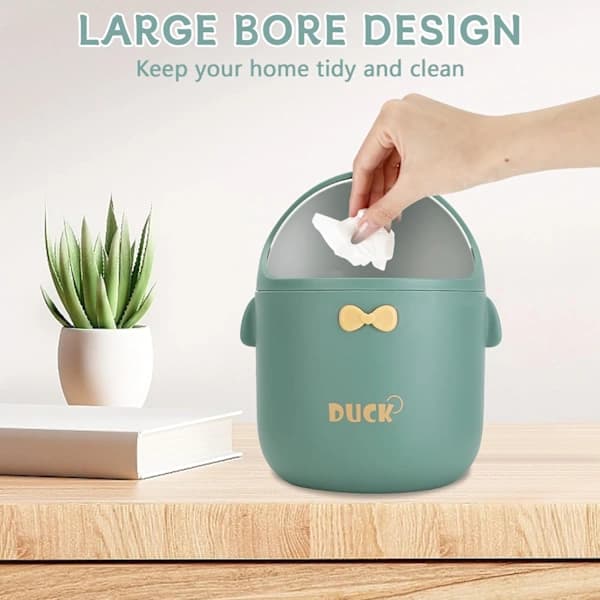 Mini Desktop Trash Can with Lid, Portable Cute Cartoon Style Waste Bin, Small Tabletop Waste Container, for Bedroom, Bathroom