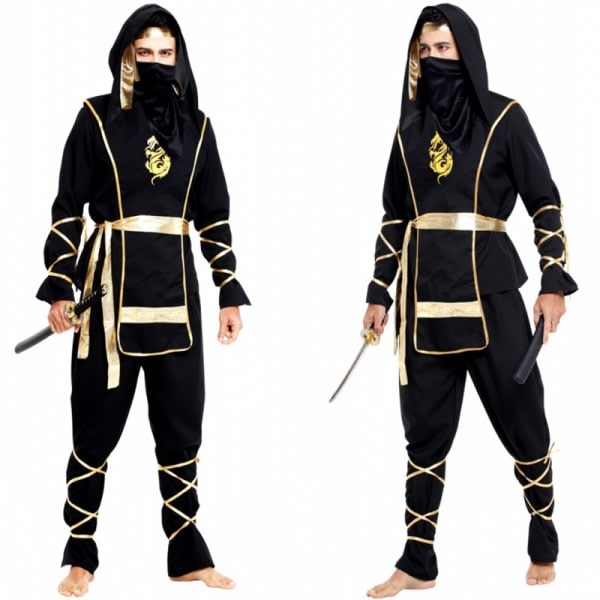Ninjadrakt for menn, Halloween Dress Up Party Cosplay S