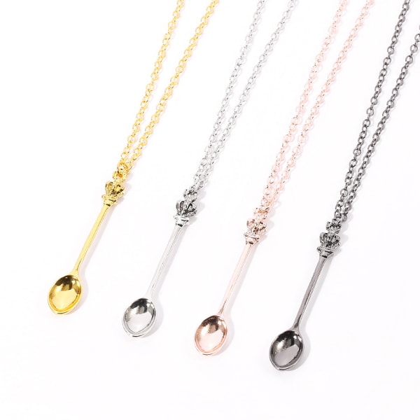 8. Mini Crown Spoon Halsband, Fickstorlek Spoon Nyckelring IC