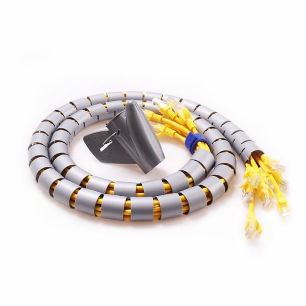 IC Kabelstyringsrørpakke Spiral Beskyttelseshylse (svart 22mm 10m + grå 16mm 10m)