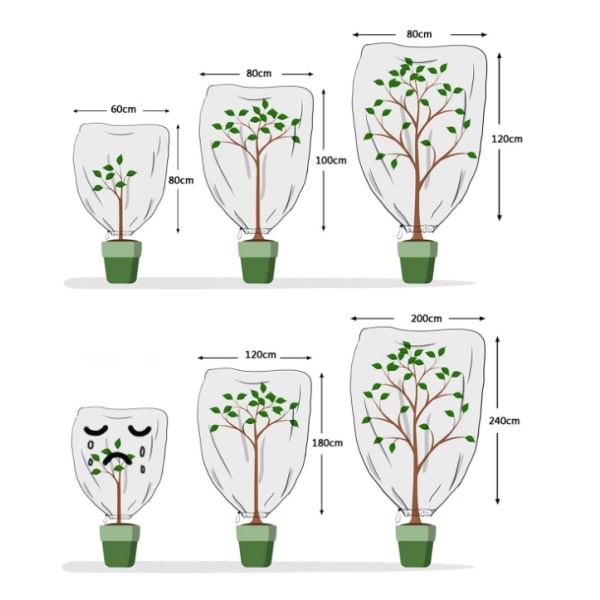 Växtskydd, Icke-vävd Skyddande Cover för Utomhusbruk (80*100 cm med dragsko)