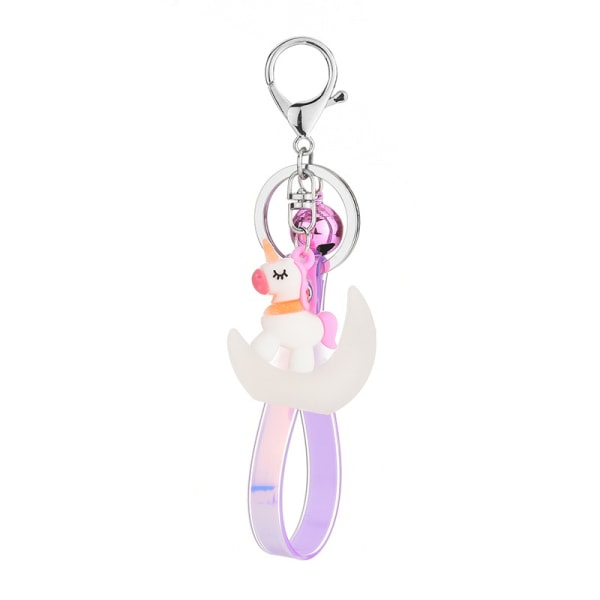 2 st PVC mjuka lysande enhörning nyckelringar Moon Horse 3D docka IC