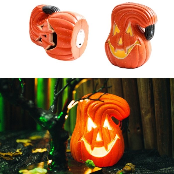 Halloween-lykt i pumpeform, Jack o Lantern-lykt, pumpedekorasjoner med varmt lys, stil 2