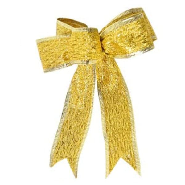 10 stk. julebånd med glittertygknut for gullfarge