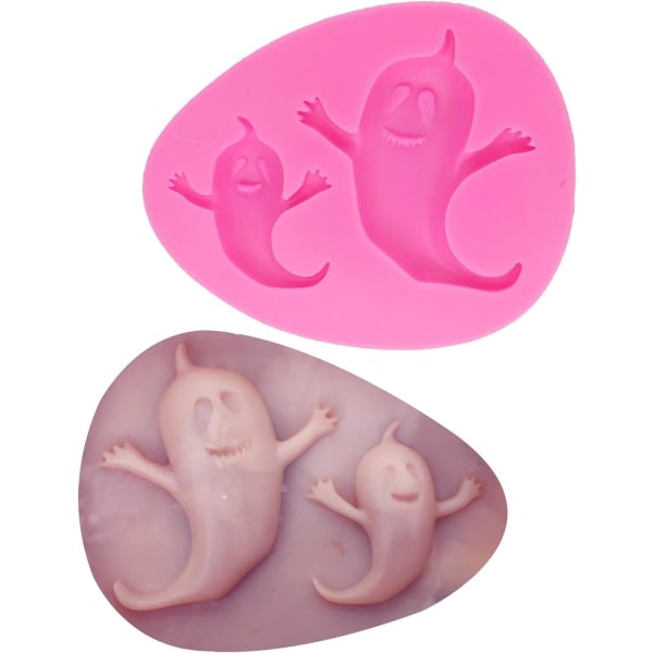 IC Ghost Shape Molds för Halloween Tårtdekoreringsverktyg Gör det själv Choklad Godis Kakor Kex Gummifondant Pudding Cupcake Form