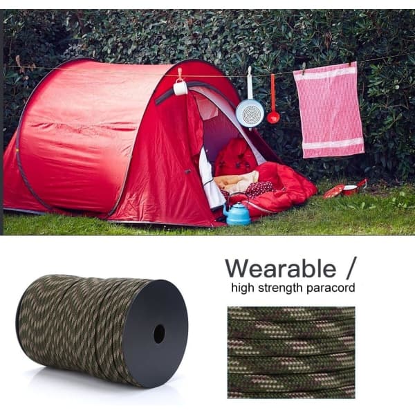 IC 550 Paracord 9 trådar, fallskärmsrep, utomhus, överlevnadsrep, 100 m