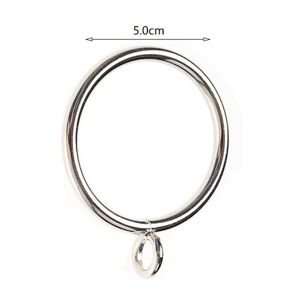 Set med 20 Gardinringar, Hängringar för Gardiner och Stänger, 50 mm Innerdiameter, Silver