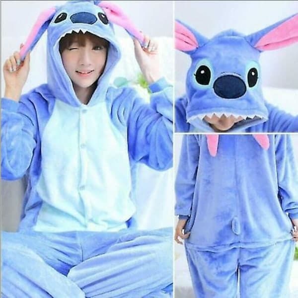 IC Barn Blå Stitch Tecknad Djur Pyjamas Sovkläder Fest Cosplay Kostym Kostym V 3-4 År