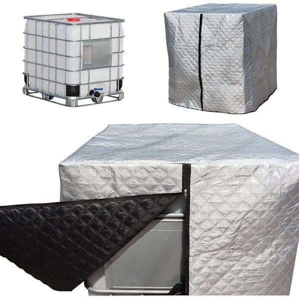 IBC Tank Cover, IBC, Termisk Isolering, Regnslag, IBC Cover, Frostbeskyttelse, 120 x 100 x 116 cm (Sølv)