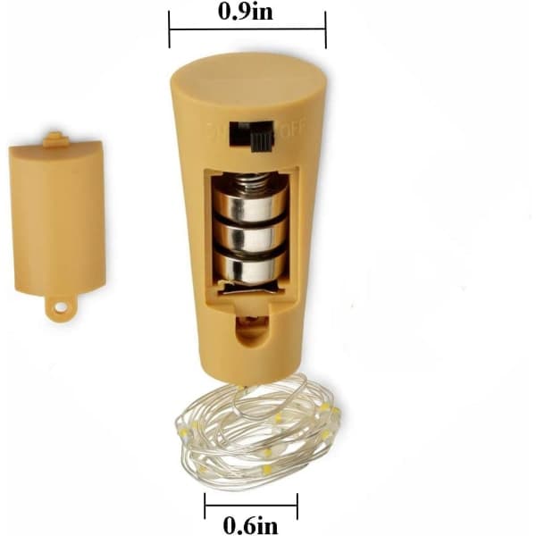 Vinflaskelamper med kork, 10-pak batteri-drevne LED-kork