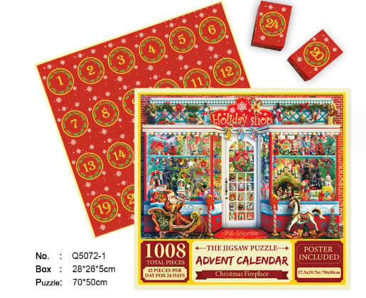 Puzzle Adventure 2025! 24-dagers Julekalender, Lag et Julebilde DIY Puslespillgave B