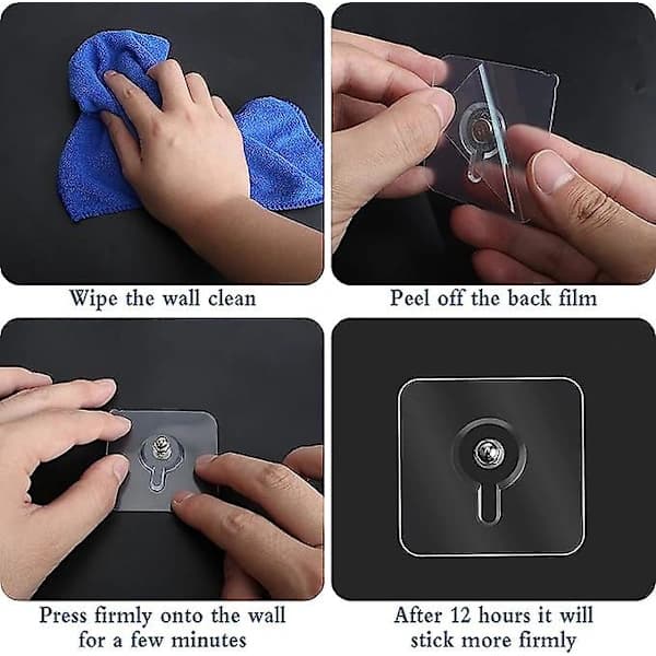 1-pack Transparent Waterproof Removable Adhesive Wall Hooks