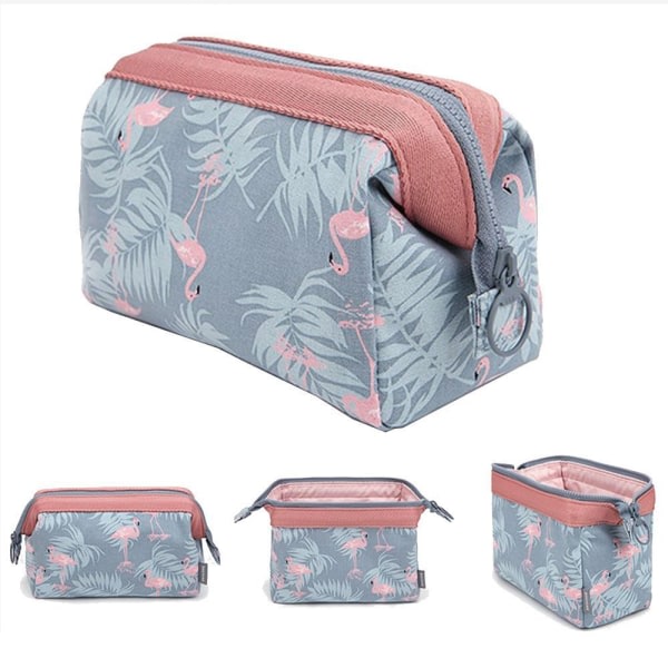 IC (Rosa) Liten hopfällbar kompakt toalettväska, sminkväska, blommig kosmetisk påse i japansk stil