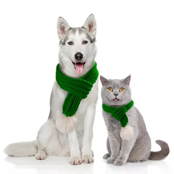 2 st Hund & Katt Julhalsdukar Grön Pet Scarf Husdjurskostym (S+M storlek)