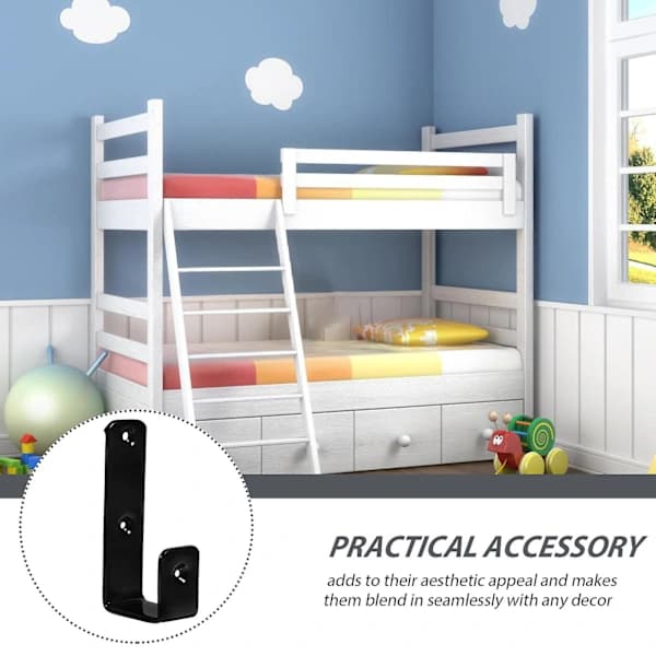 1 set Bunk Bed Ladder Bracket Bed Ladder Fixing Hook Sturdy Bunk Bed Ladder Bracket Hook Black
