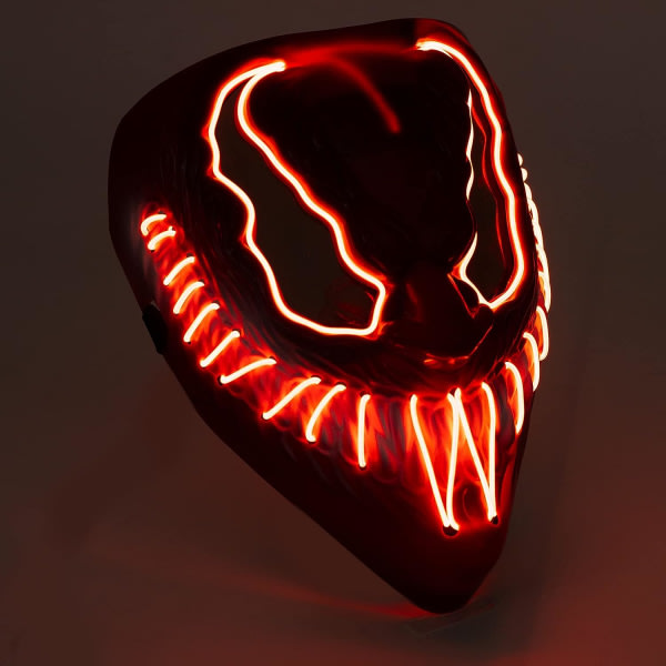 Coselena LED Halloween-mask med 3 ljuslägen | Demon ansiktsmask | Halloween kostym skrämmande mask Röd