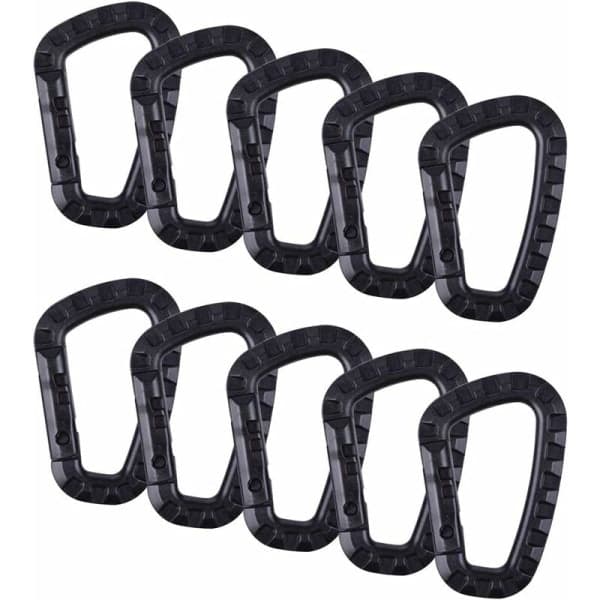 Set med 10 karabinkroker på 80 mm for nøkkelringer