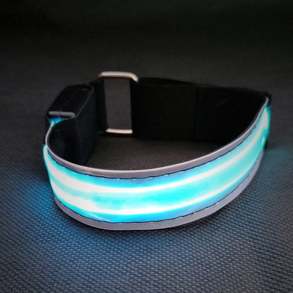 IC 1-pak LED reflekterende armbånd Nylon justerbart armbånd Luminou White