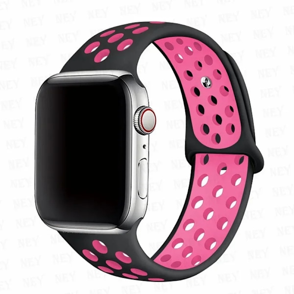 Sportrem för Apple Watch Band 45 mm 49 mm 44 mm 40 mm 41 mm 42 mm Silikonarmband correa iWatch Ultra 2 Series 9 8 SE 7 6 5 4 3 Svart rosa 15 M-L