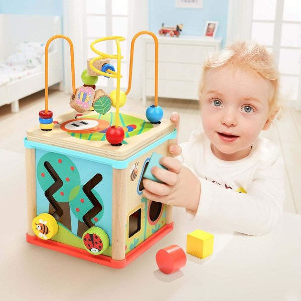 IC Kuber för Spädbarn, Montessori Träleksaker för 1-åriga Pojkar och Flickor