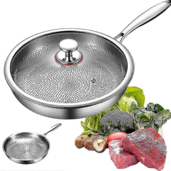 Titanium stegepande med låg, non-stick ridsefast pande til hjemmelavet mad, sølv 26 cm 26CM B