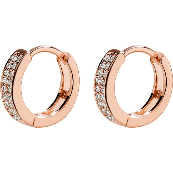 IC Dubbelrad Diamant Runt Öronspänne Koppar Guldpläterade Mikroinlagda Zirkonörhängen