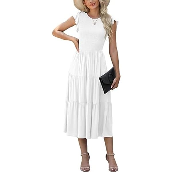 IC Dam Sommar Casual Kortärmade Klänningar Vita