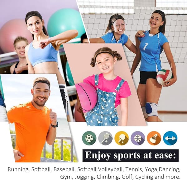 4 - pak - Sports pandebånd - mod - sved - Elastisk - skridsikker - Unisex - elasticitet - Sort