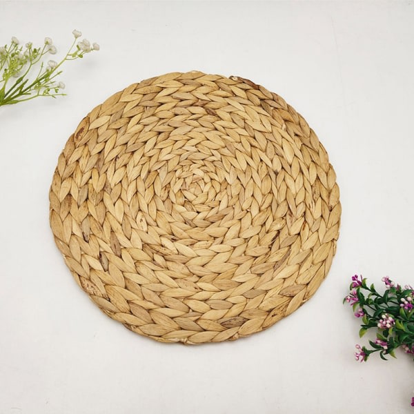 IC Naturlig bordsplass Handlaget vannhyasint vevd bordsplass rund Gul 38cm