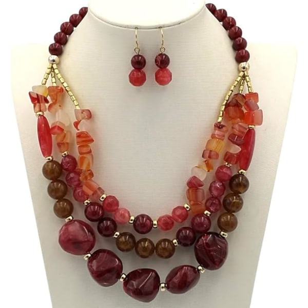 IC Bohemian Style Multi Oversized Pearl Tre-lags Halskjede for Gaver til Kvinner og Jenter